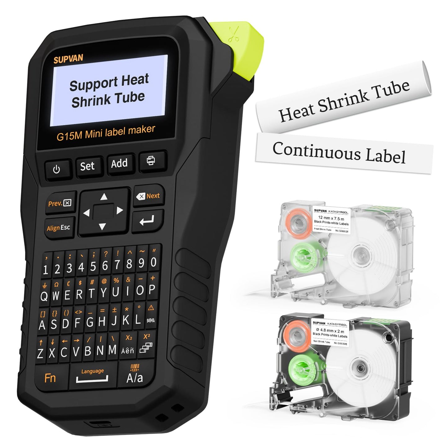 SUPVAN G15M Mini Portable Label Maker Machine with Heat Shrink Tube