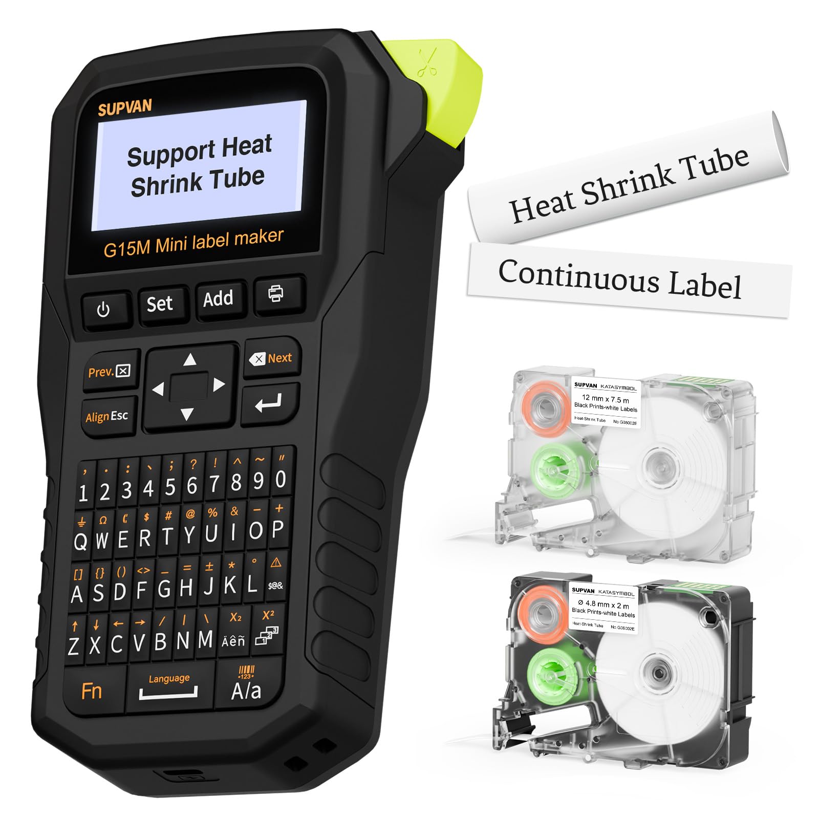 SUPVAN G15M Mini Portable Label Maker Machine with Heat Shrink Tube