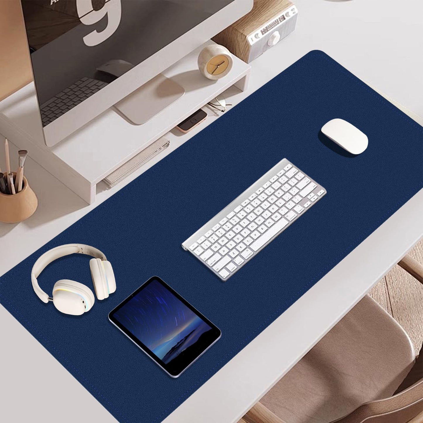 Large Desk Pad, 47.2'' x 23.6'', Office Desk Mat, Computer Mat for Desk, Leather Desk Pad
