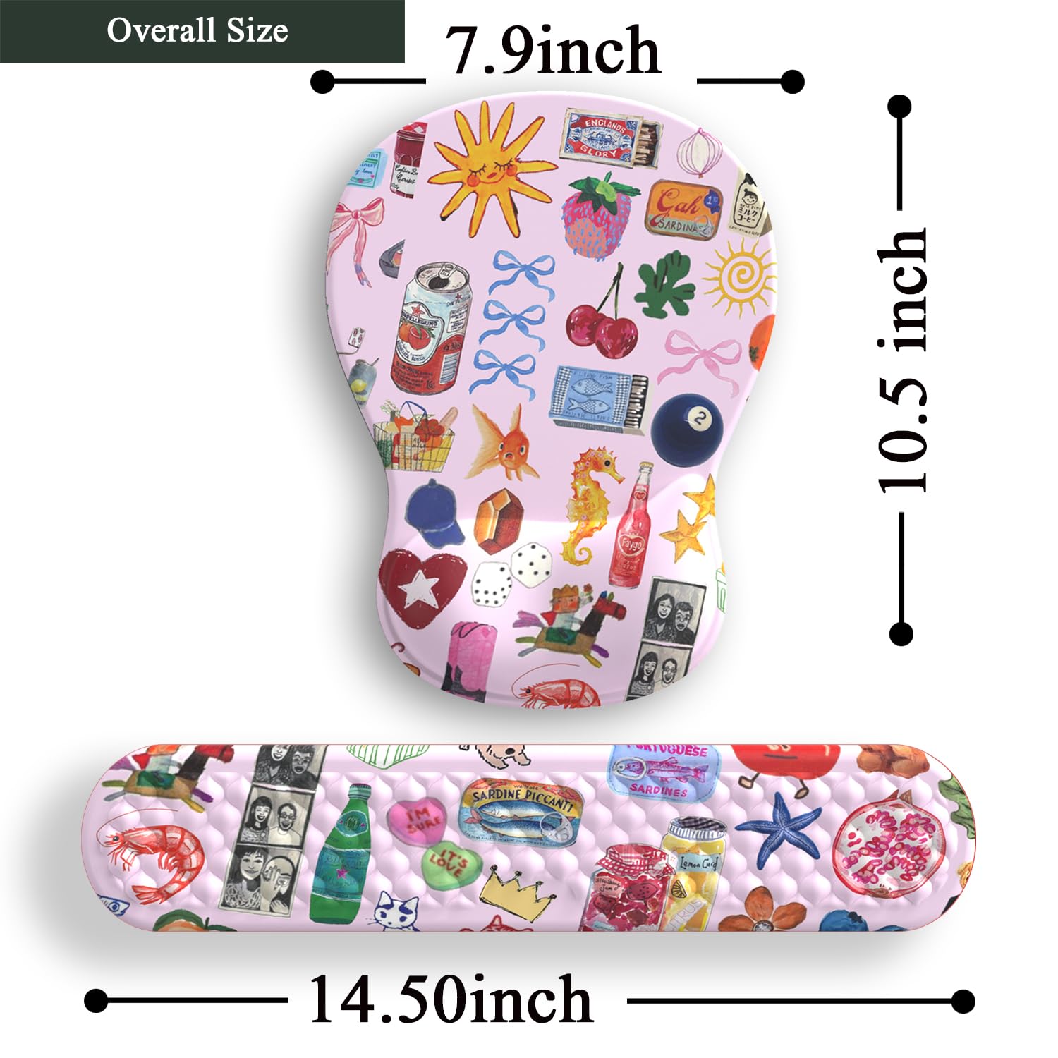 Cute Mousepad with Wrist Rest for Computer Keyboard Mouse Pad Ergonomic Pink Kawaii Mousepad, Best