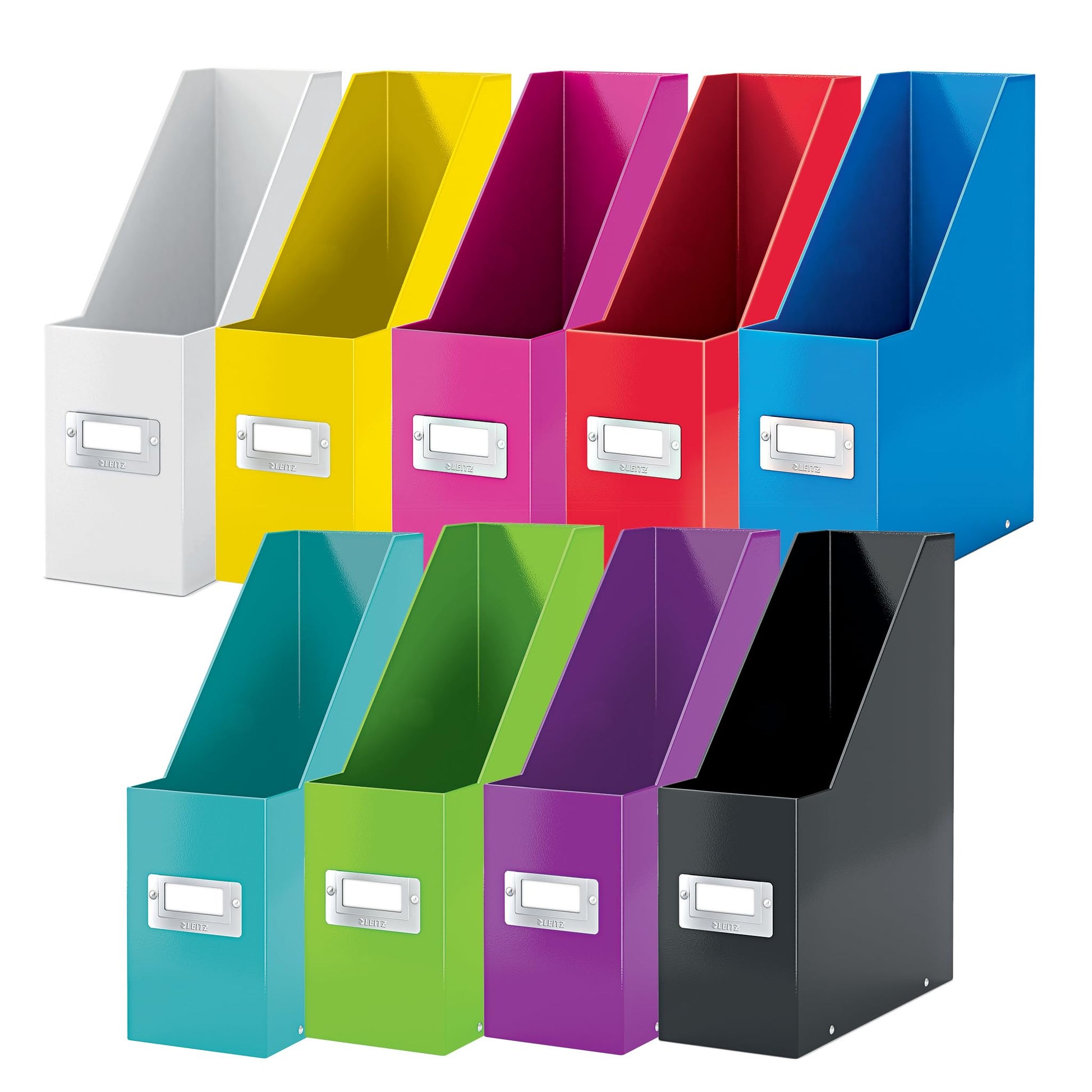 Leitz Magazine File Holder, A4, Cardboard Document Storage Box with Label, Foldable with Label, for