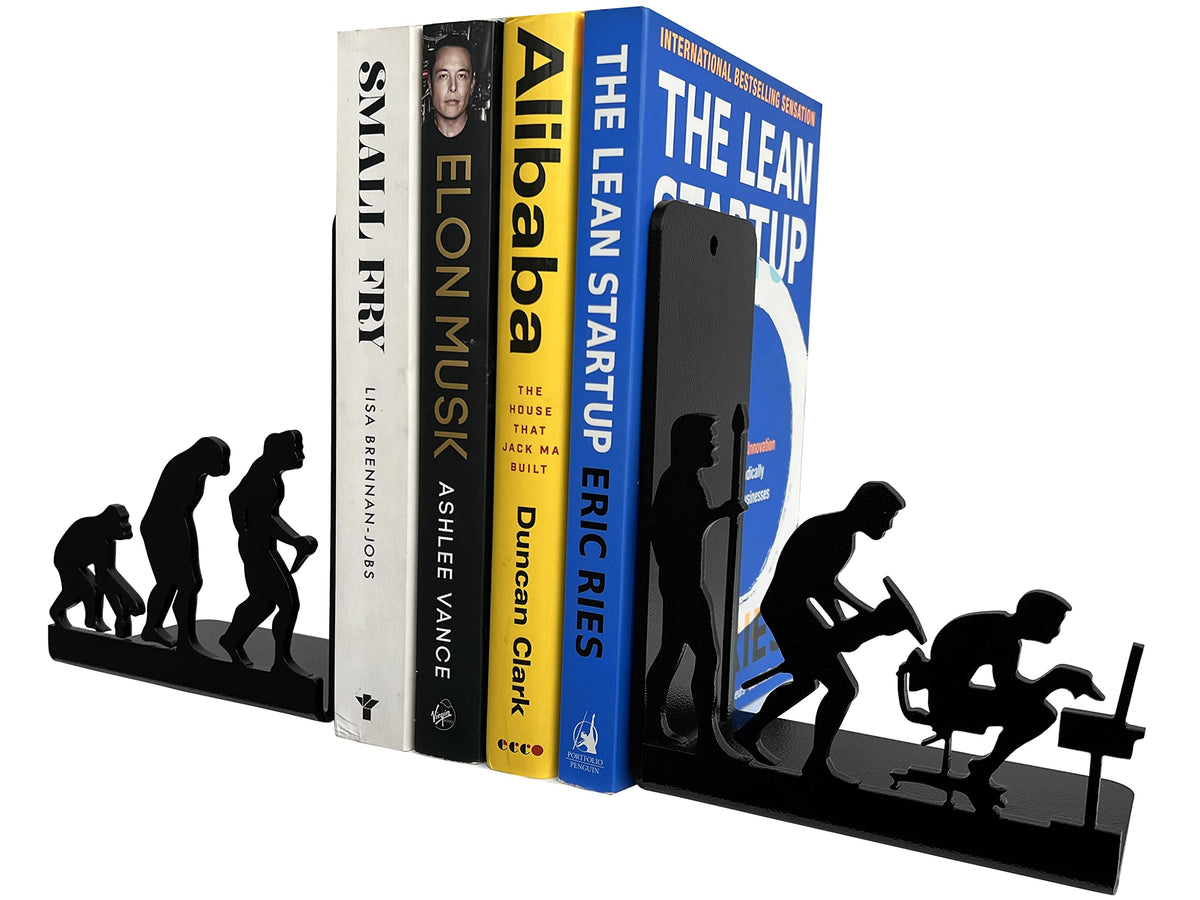 HeavenlyKraft Human Evolution Decorative Metal Bookends for Heavy Books and Library