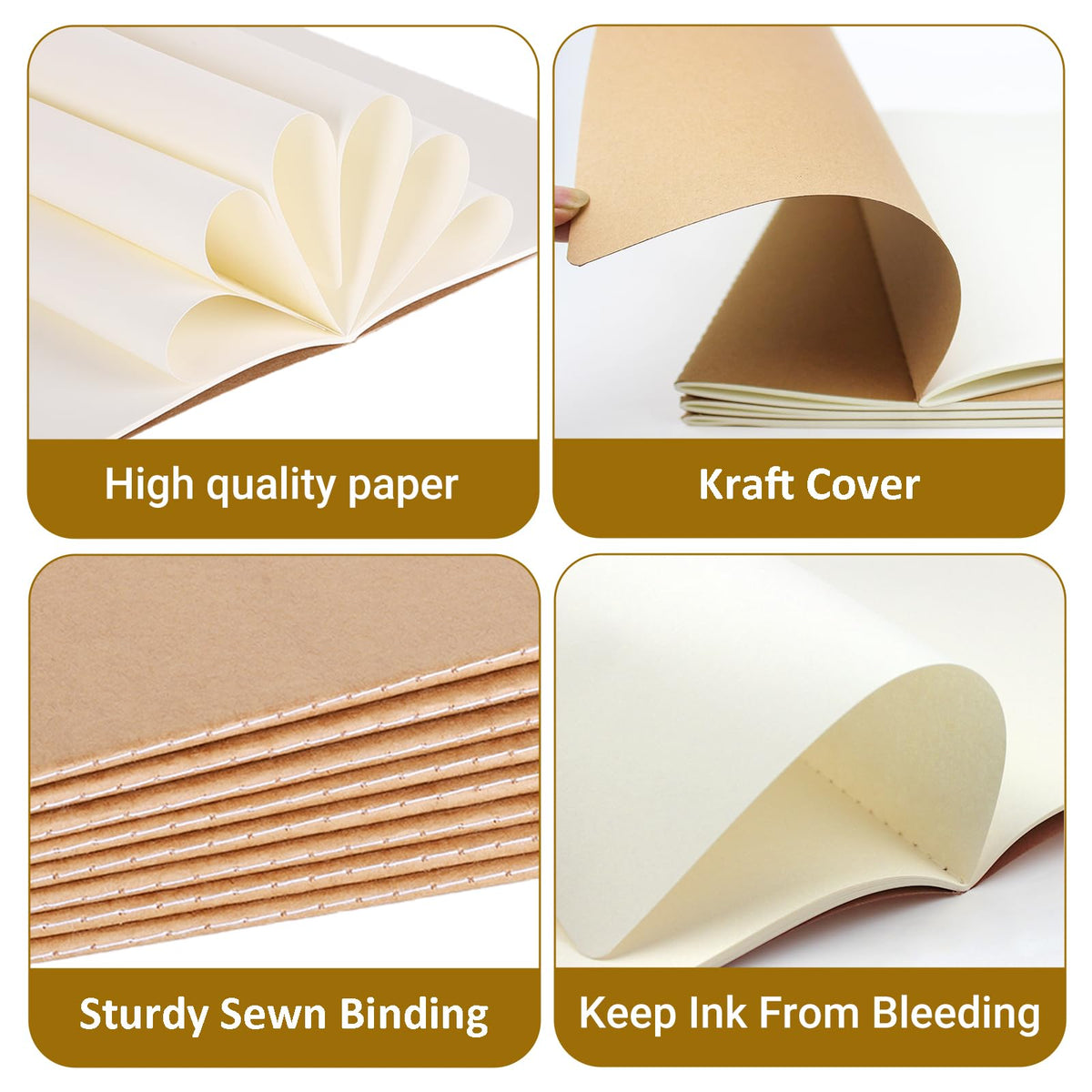 zmybcpack 12 Pack A5 Blank Notebooks Journals,8.26"x5.5" Kraft Notebooks