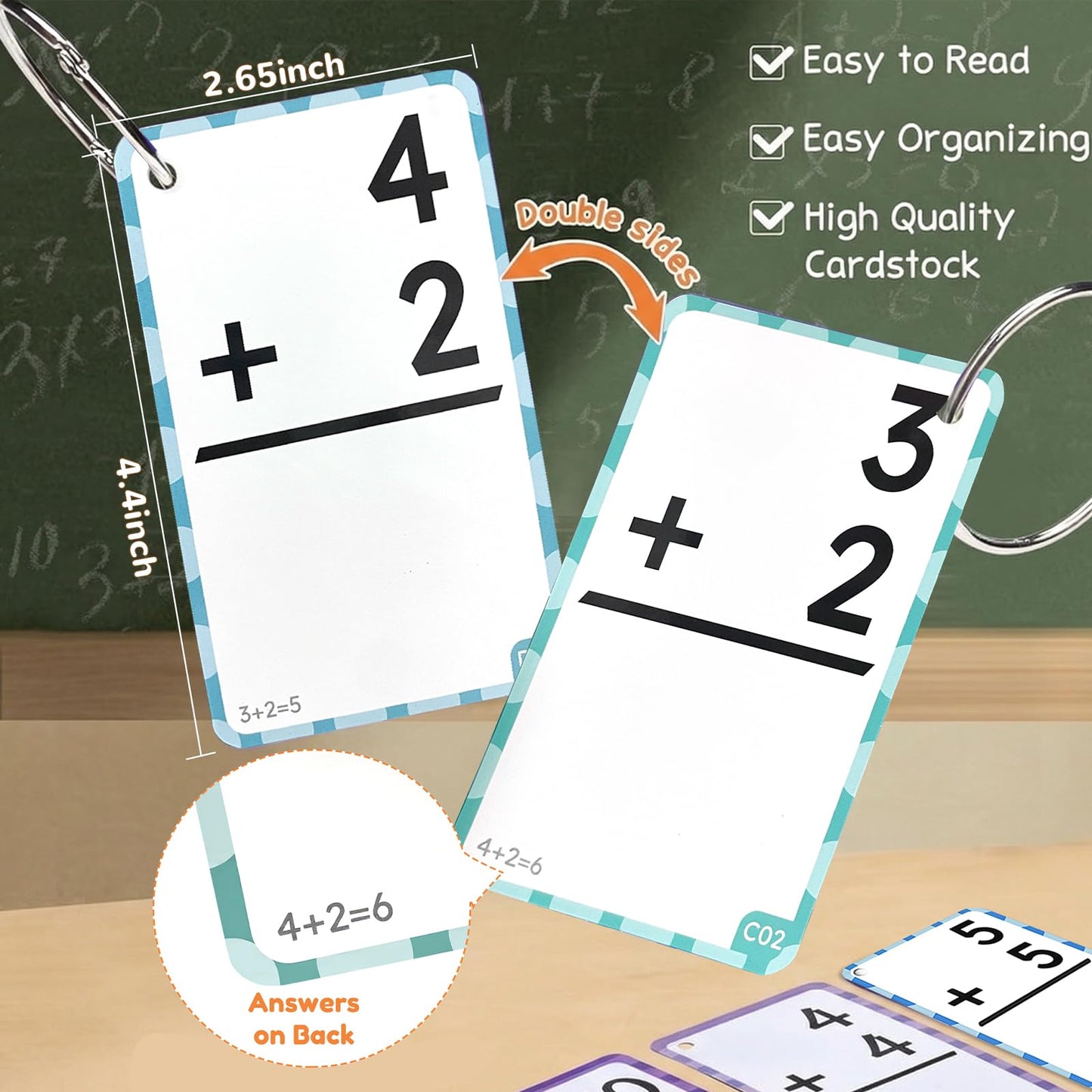 JoyCat 144 Addition & Subtraction Flash Cards with Learning Board, Ages 4-8