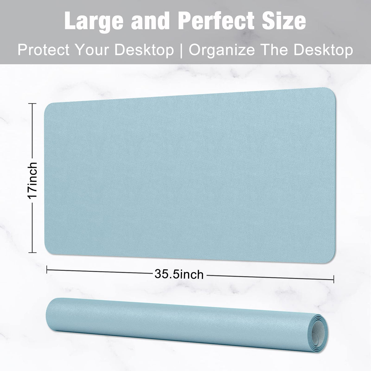 Hsurbtra Desk Pad, 35.5" x 17" PU Leather Desk Mat, XXL Extended Mouse Pad, Waterproof Desktop