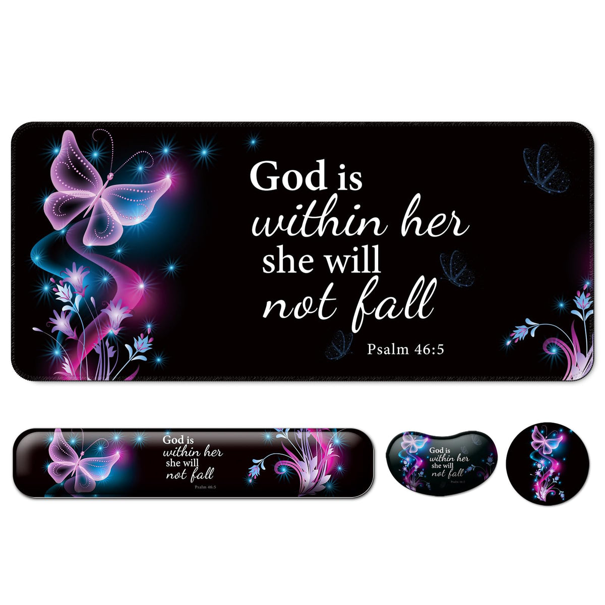 4 in 1 Mouse Pad and Keyboard Wrist Rest,Large Desk Mat,Coaster Set-Purple