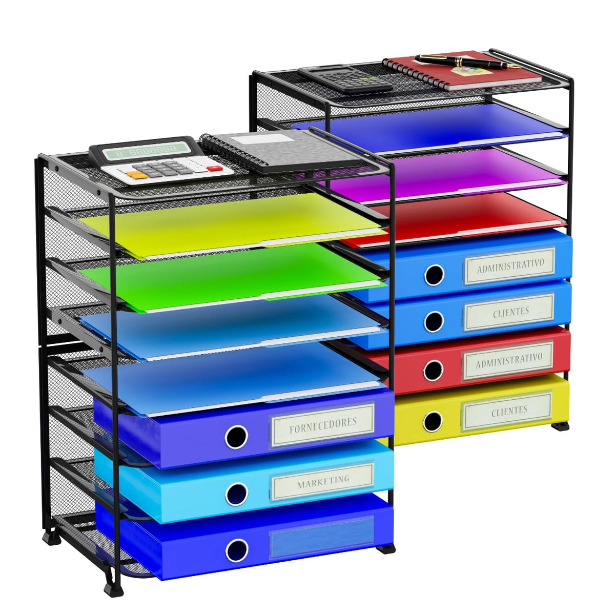 Simple Trending 2 Pack 8 Tier Letter Tray Paper - Mesh Desk File Organizer for Office School
