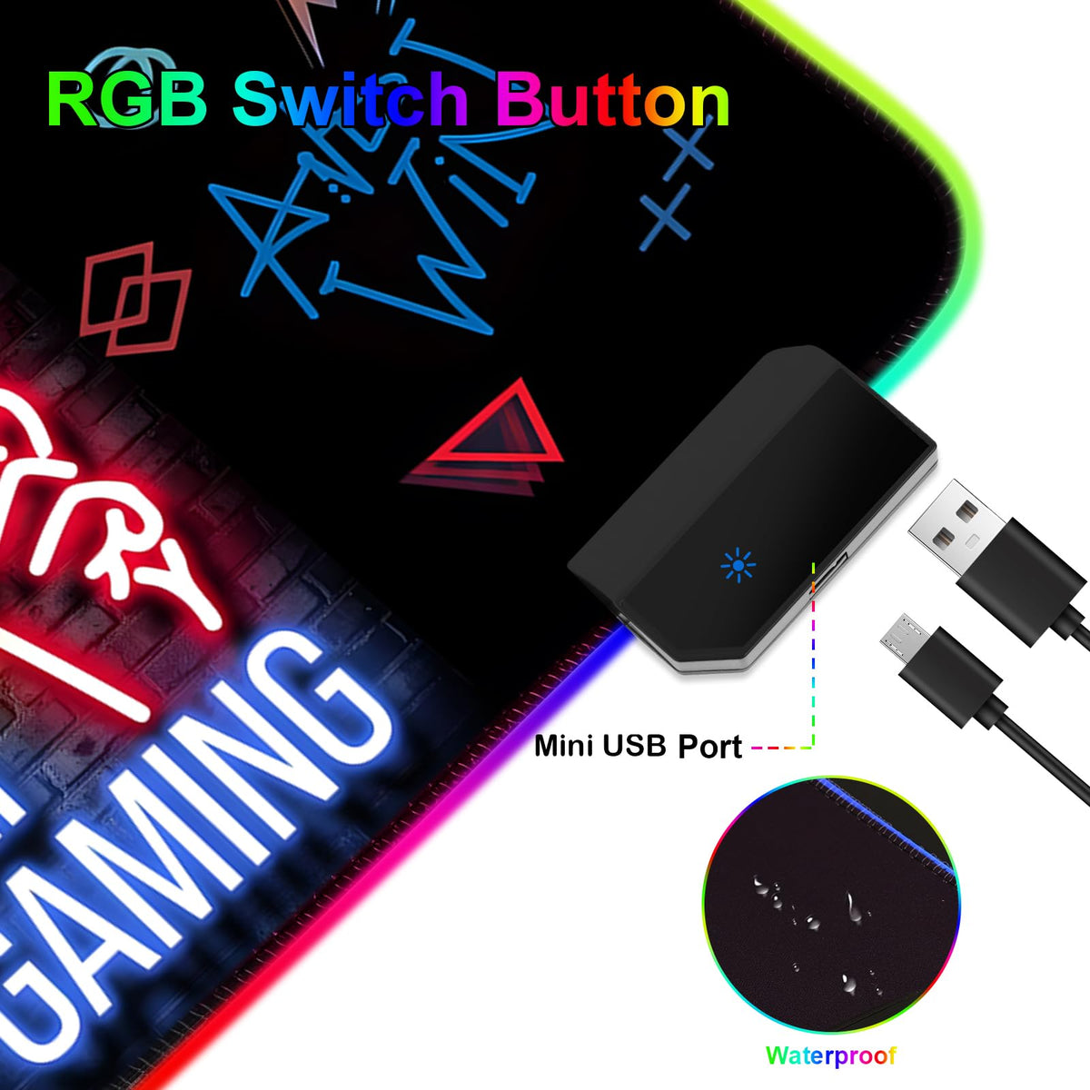 RGB Mouse Pad, Gaming Mousepad with 13 LED Light Modes