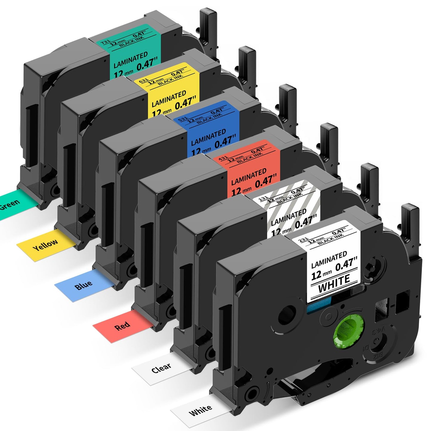Replacement for Brother P Touch TZe Label Tape 12mm 0.47 Laminated Colored