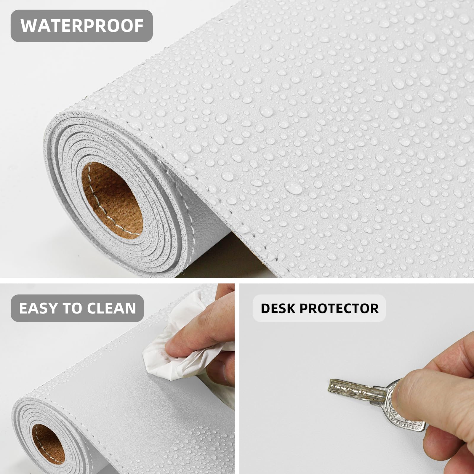 AFIING Cork Desk Mat 55" x 17", Dual-Sided Natural Cork & PU Leather Desk Pad, Non-Slip Waterproof
