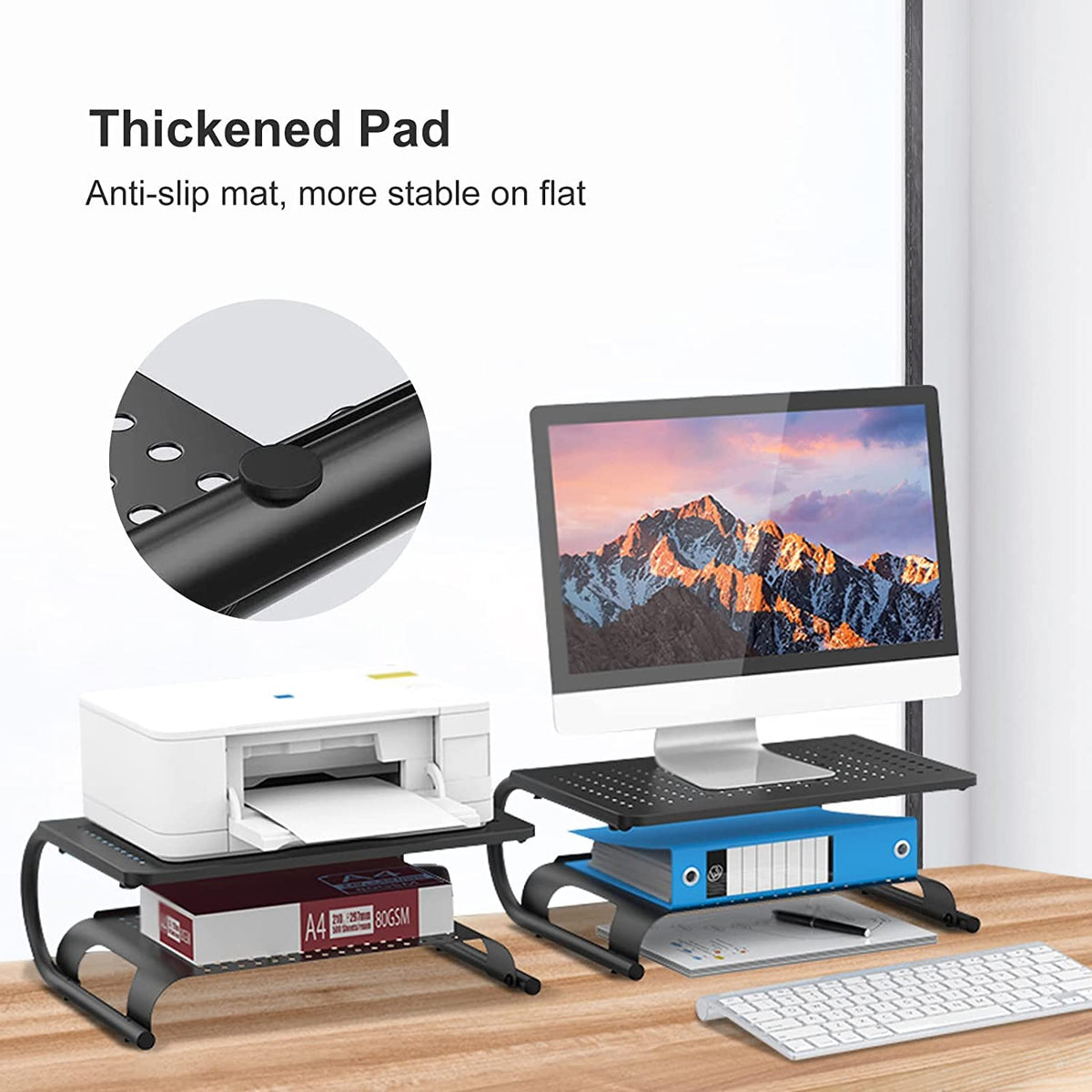 suptek Double-Deck Desk Monitor Stand Riser for Computer,Laptop,Printer, Notebook and All Flat