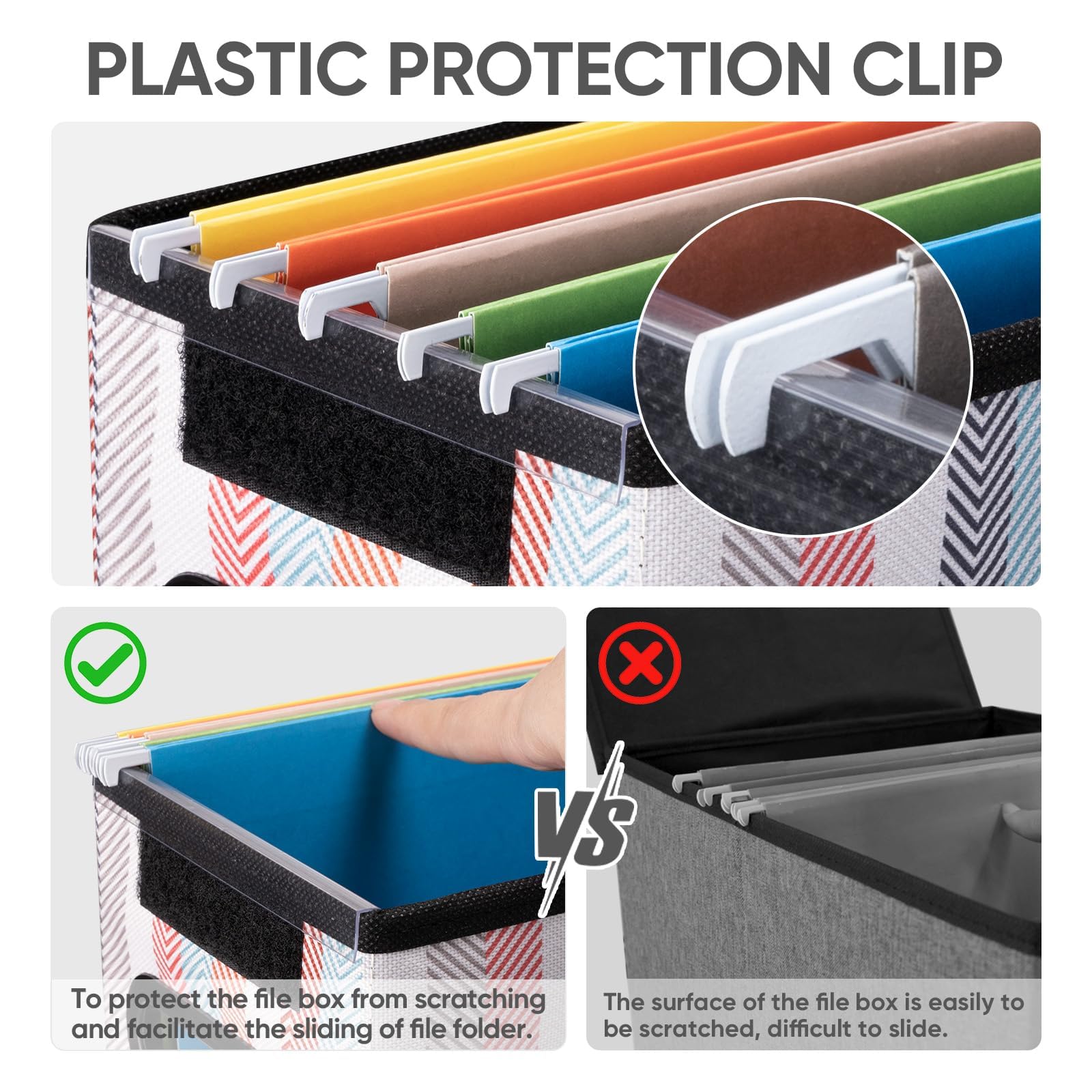 BALEINE File Organizer Box with Lid, Collapsible Hanging File Storage Box