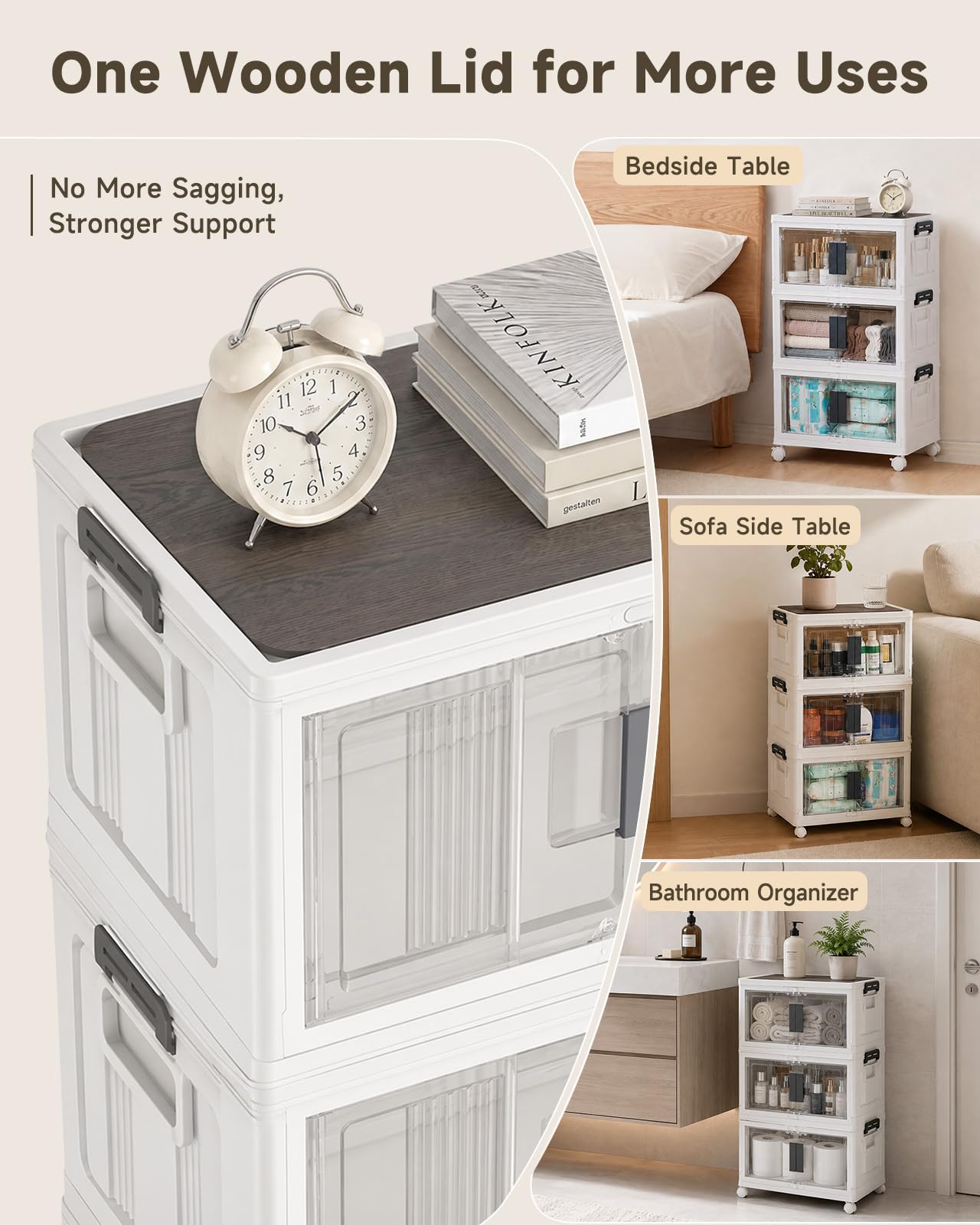 OlarHike 23QT Storage Bins with Lids for Closet, Office, Dorm, 3 Pack