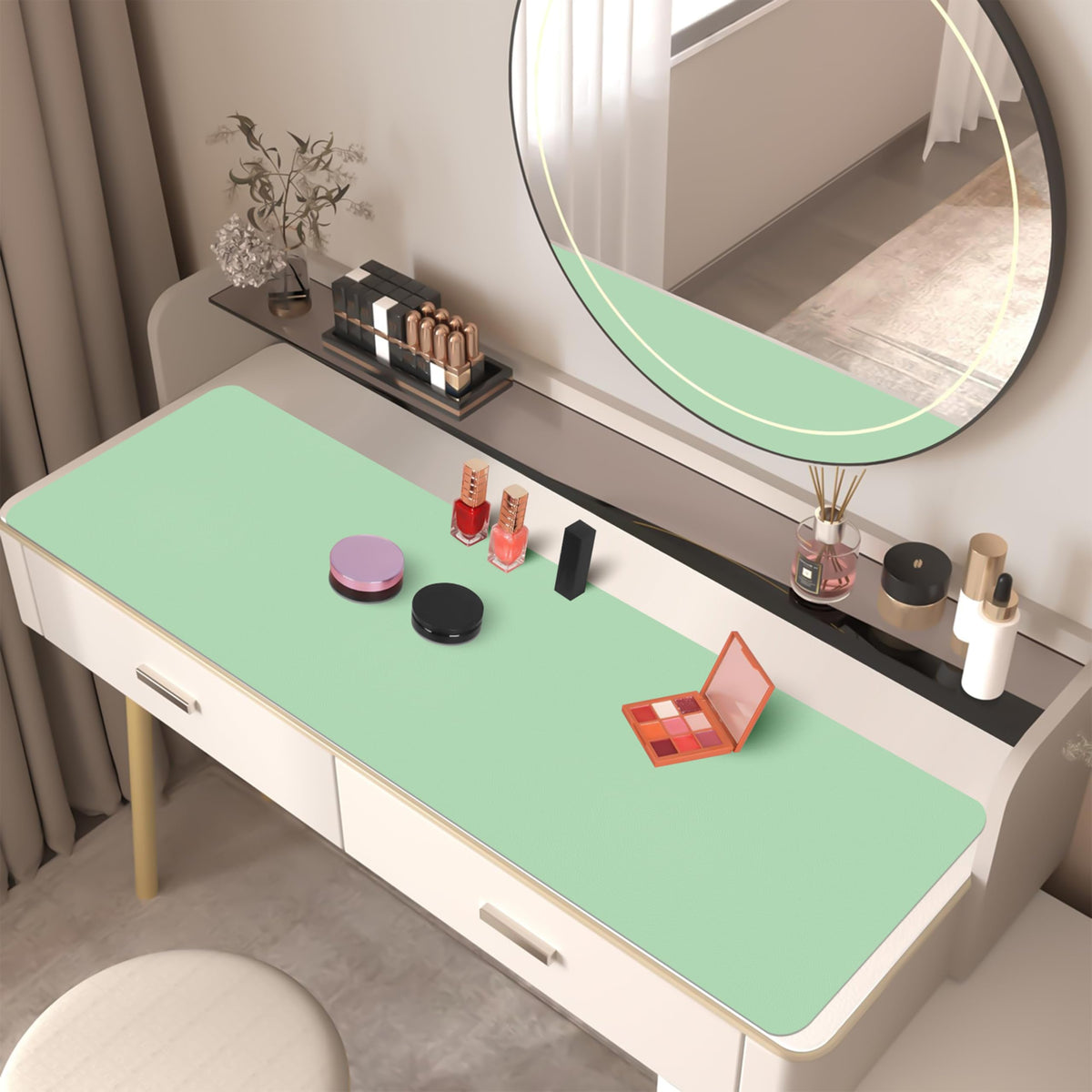 Meetcolor Leather Desk Pad Mat, Green Desk Mat, 47.2" x 16.9"