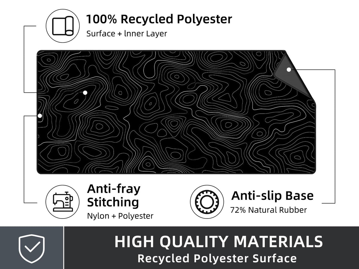 Rinaze Extra Large Gaming Mouse Pad with Black Topographic, XXL Mousepad, Big Mouse Mat Desk Pad