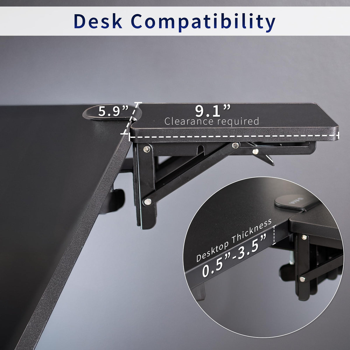 VIVO Clamp-on 6 x 9 inch (11 Including Clamps) Desk Extender, Wrist Support, Armrest Tray, Table