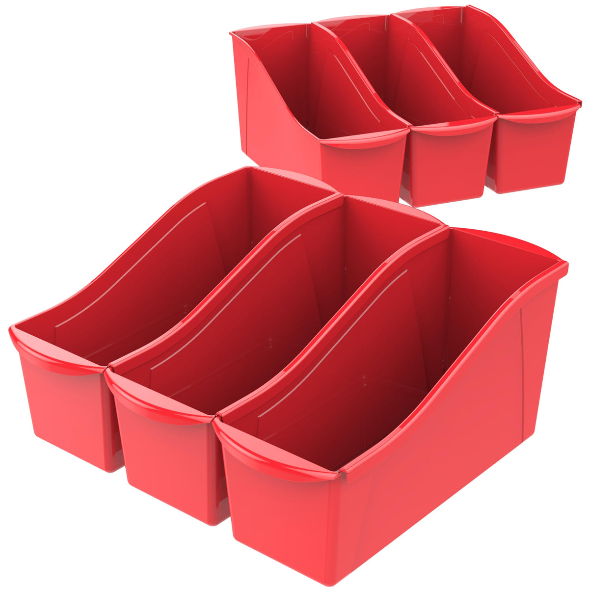 Storex Large Book Bin, 14.3 x 5.3 x 7 Inches, Red, Case of 6 (71116U06C), 14.3 x 5.3 x 7 Inches