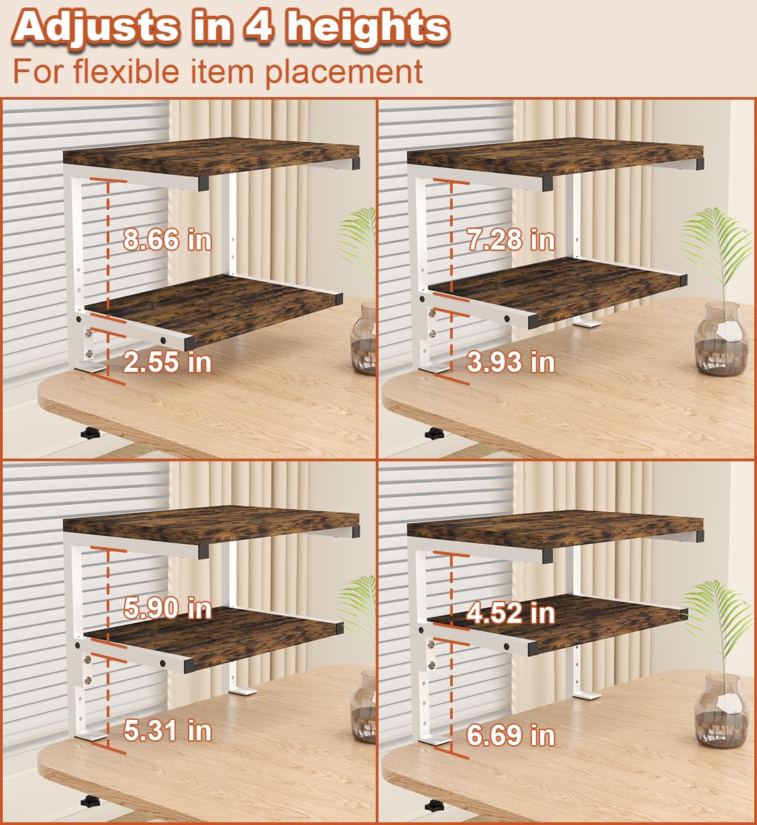 Mondazie 2-Tier Adjustable Desk Shelf Organization, White