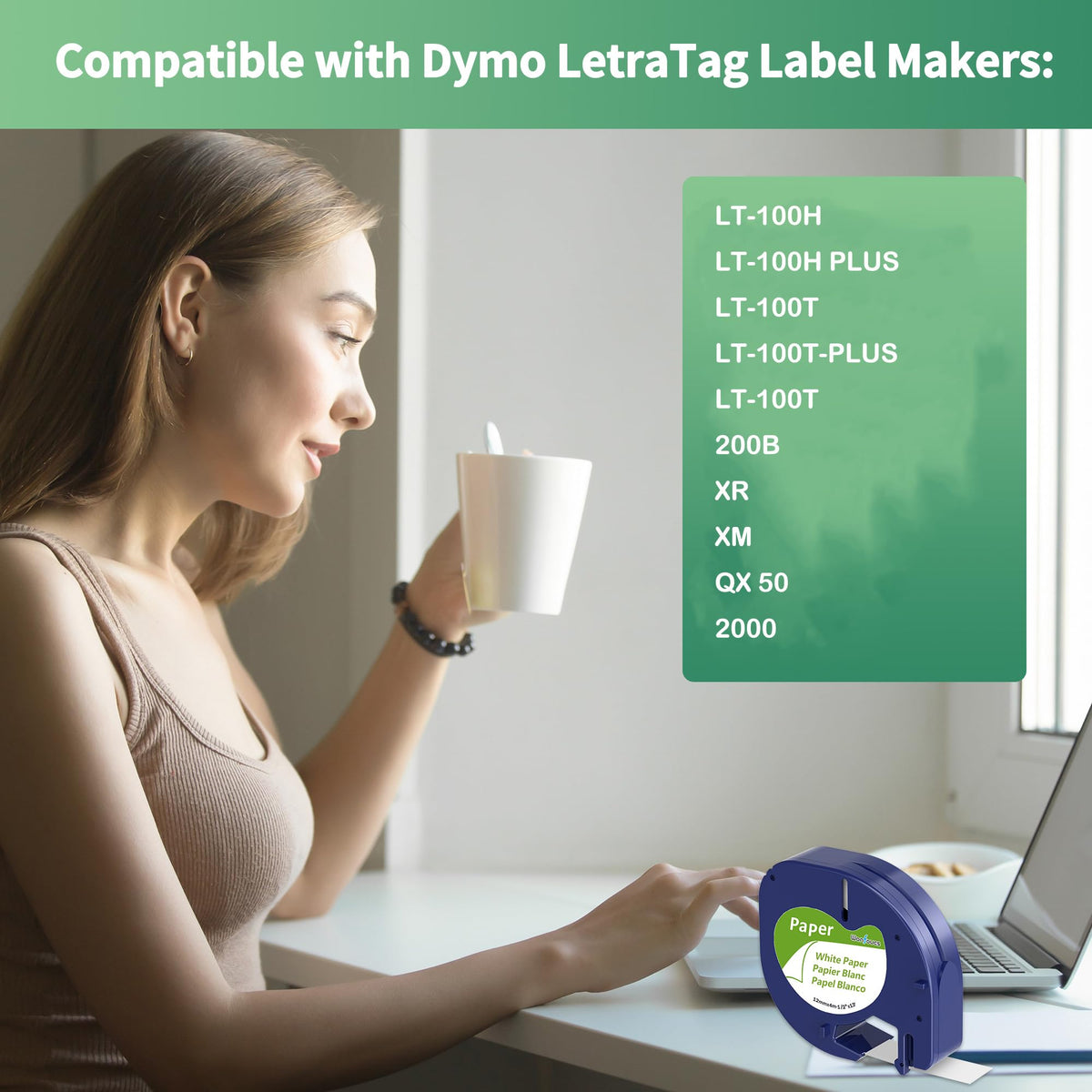 Wonfoucs Label Tape Replace for DYMO LetraTag Refills 91330 10697
