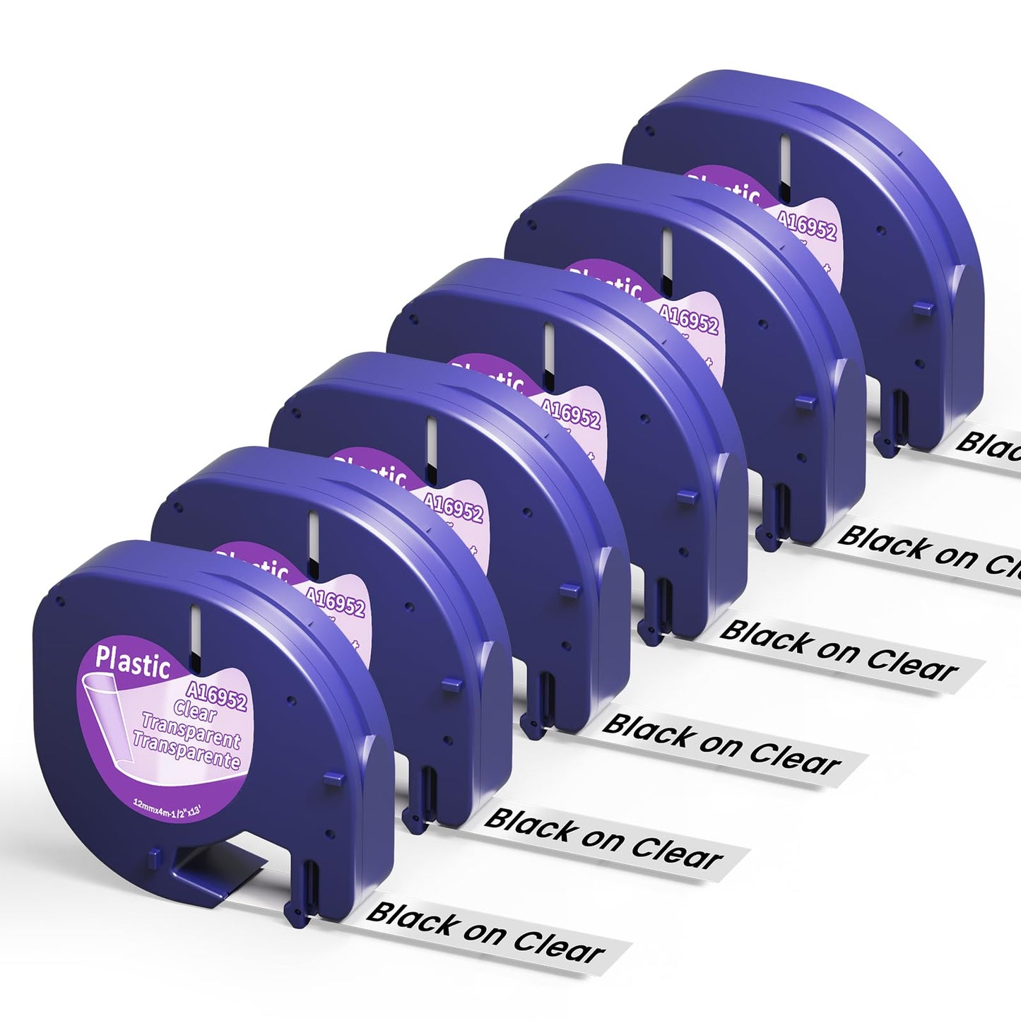 6-Pack Replace for Dymo Letratag Refills Clear Plastic 12mm 16952