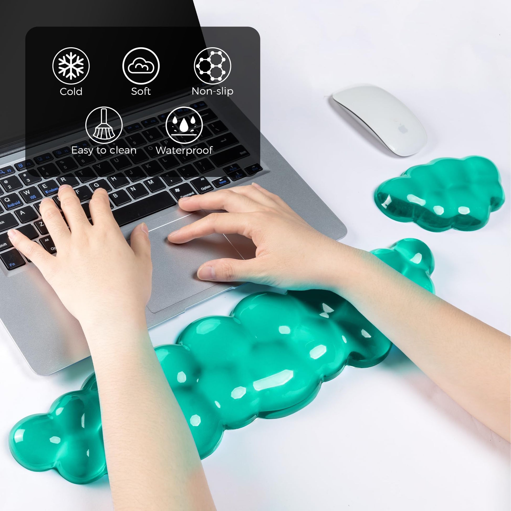 ABRONDA Gel Cloud Keyboard & Mouse Wrist Rest Set - Cloud Keyboard Wrist Rest Pad & Mouse Support