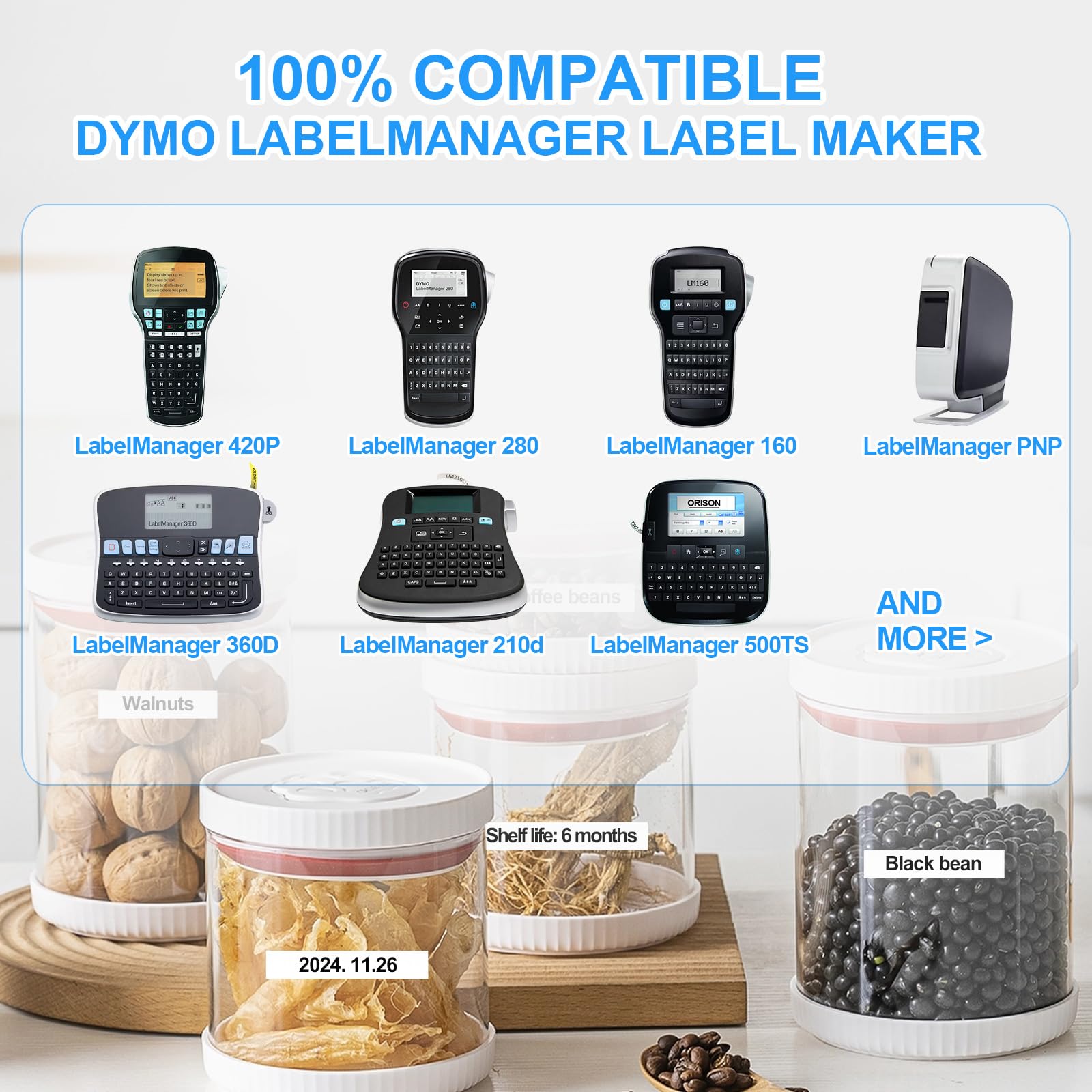 Label Orison Compatible with D1 Label Tape 12mm 45013 S0720530 Cassette for Dymo LabelManager 160