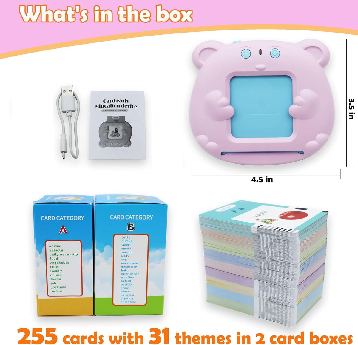 Spanish & English 510 Words Alphabet Bilingual Talking Flash Cards for Kids