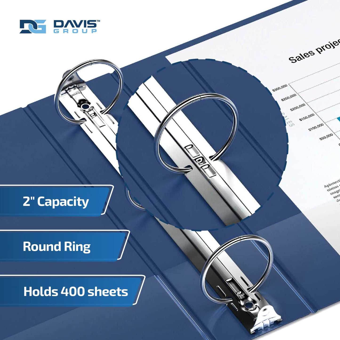 Easyview 3-Ring Binder, Clear-View Cover, 2" Round Rings, Royal Blue, 6 Pk
