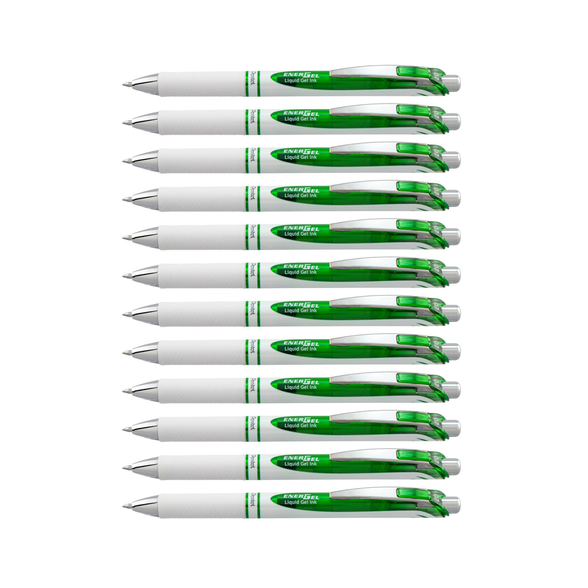Pentel EnerGel Pearl Retractable Liquid Gel Pen, (0.7mm) Metal Tip, Medium Line, Lime Green Accent