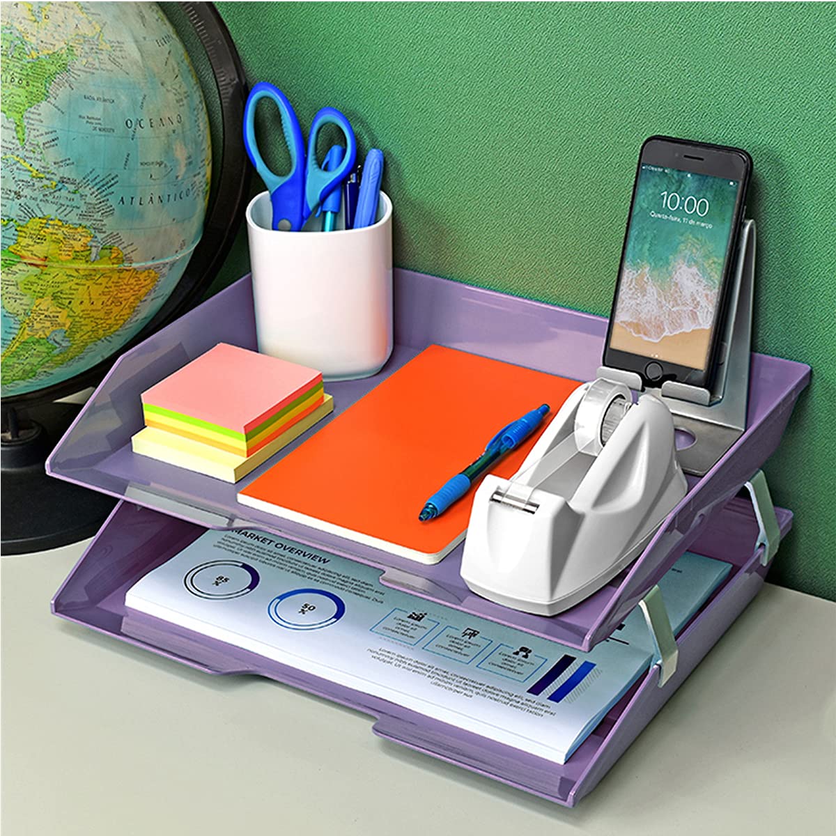 Acrimet Facility 2 Tier Letter Tray, Side Load, Letter Size/A4, Desktop File Organizer, Plastic