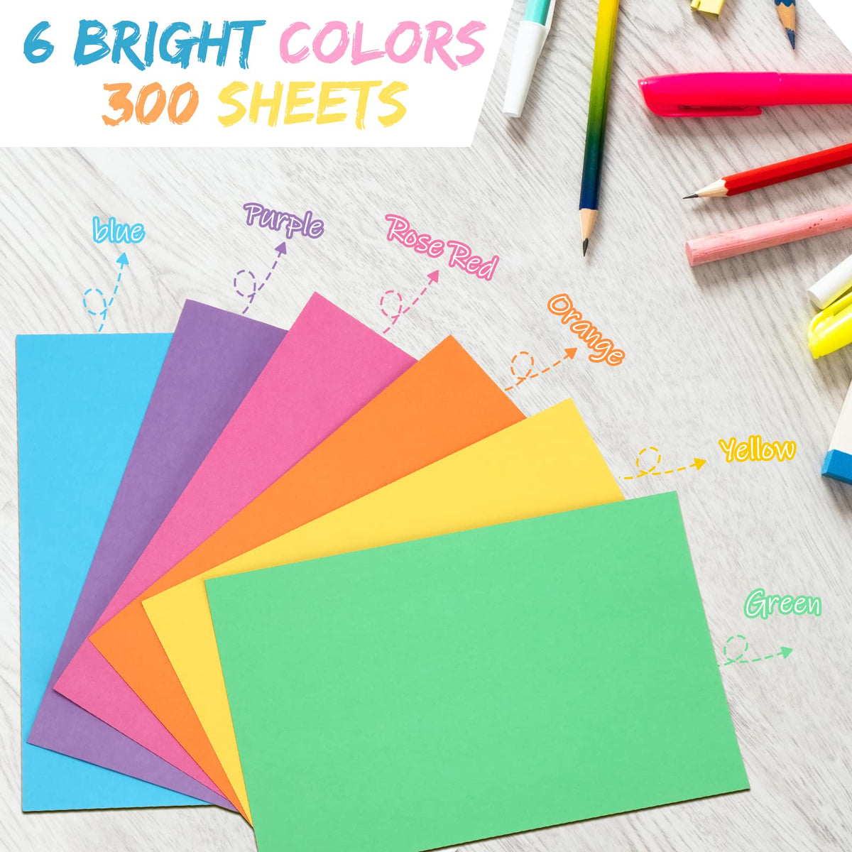 300 Pcs Blank Index Cards Thick Card Stock, 5 x 8 Inch, Bright Colors