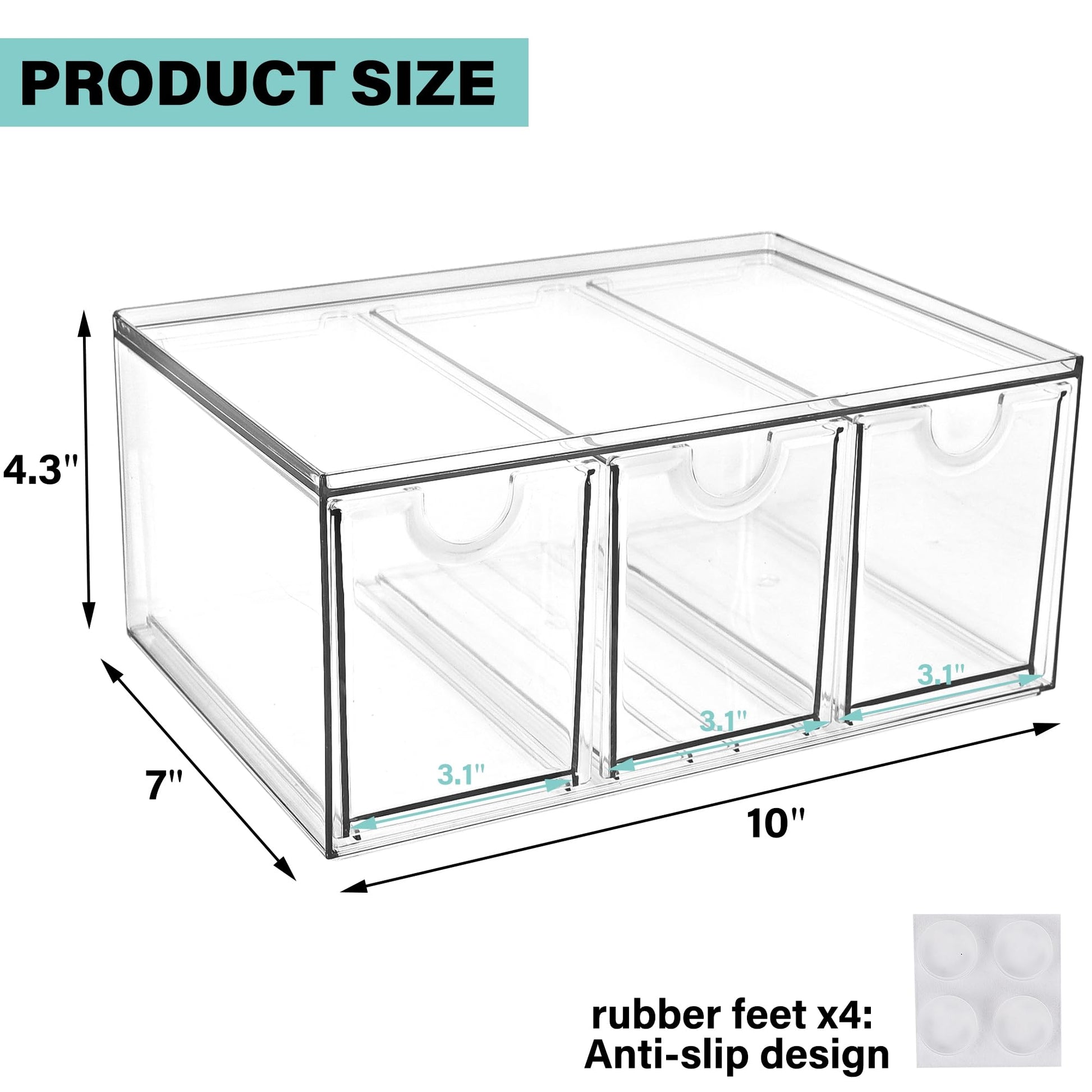 Prsildan Acrylic Makeup Organizer Stackable Storage Drawers with 3 Drawers for Office Desk Vanity