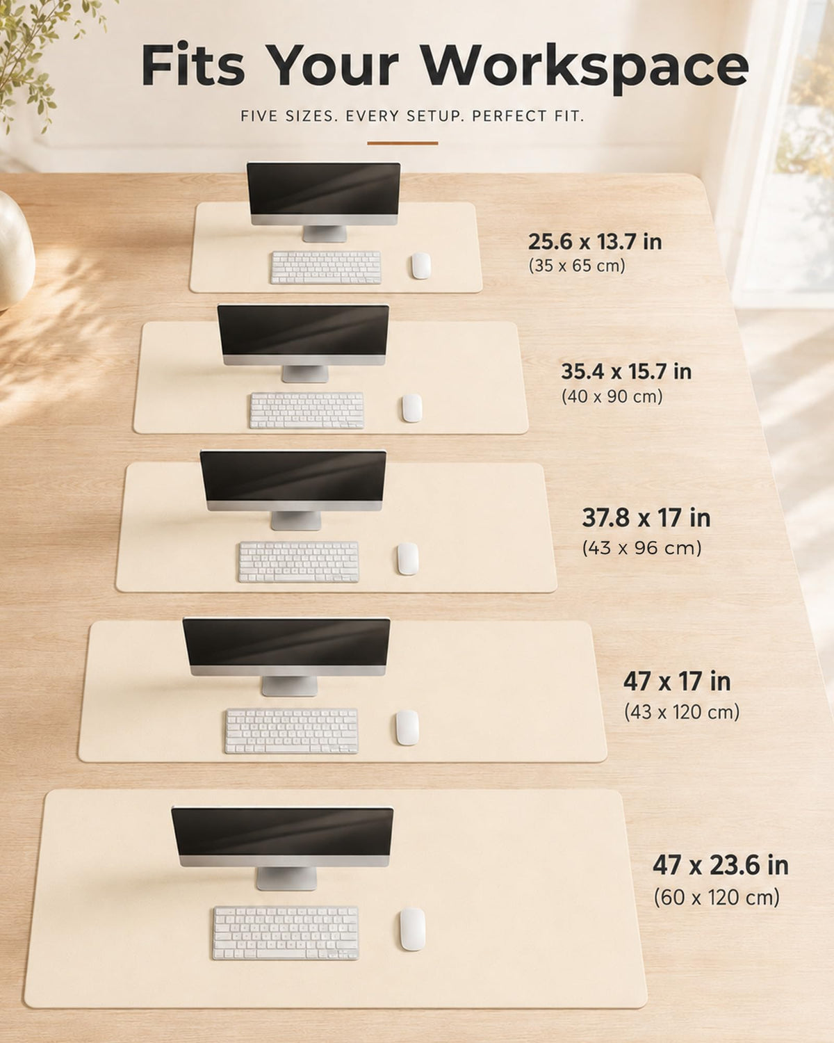 Aothia Dual-Sided Desk Mat - Natural Cork & Leather Desk Protector, Large Mouse Pad & Writing Pad