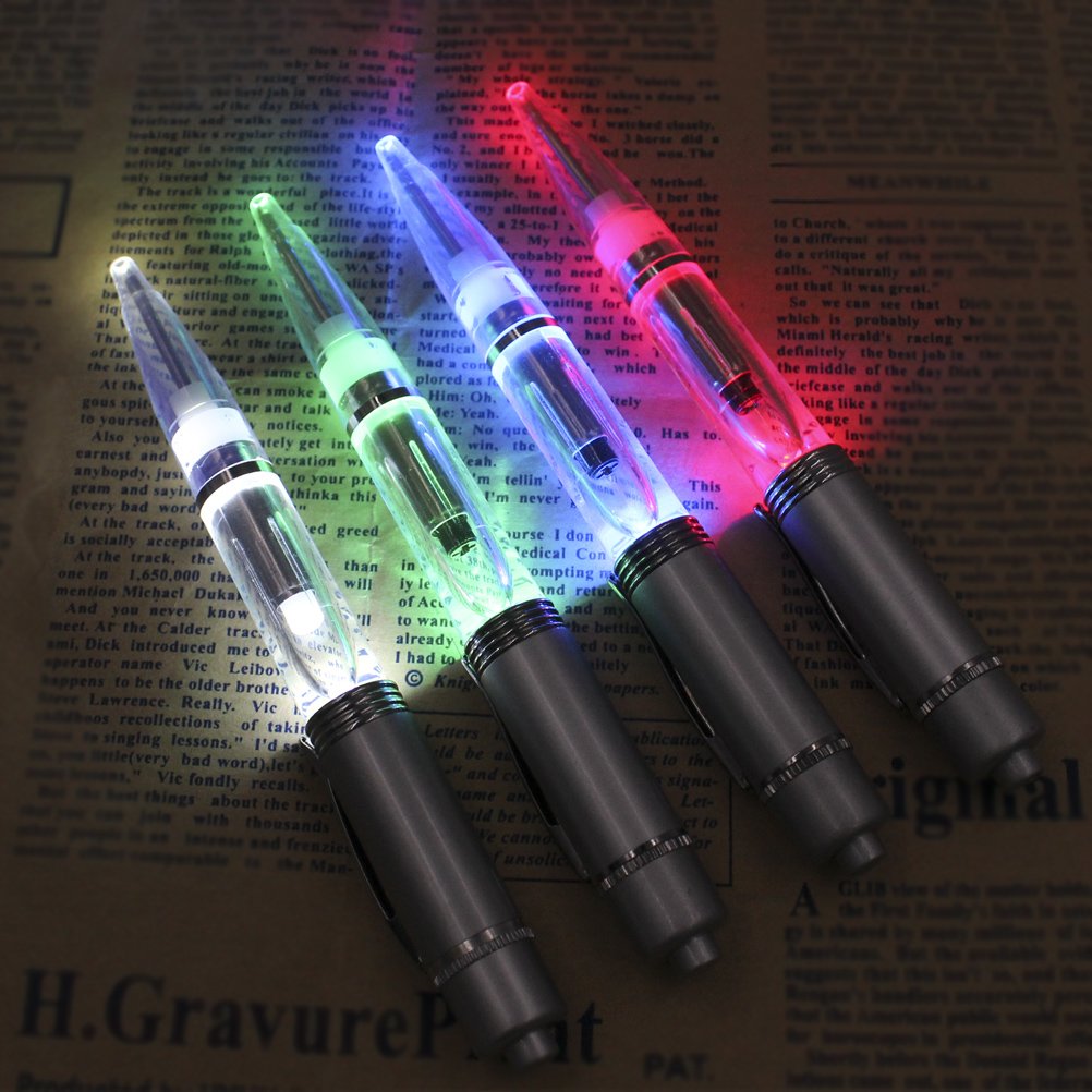 Glovion LED Pen Light, LED light Writing Pens -Powered Black Ink Penlights -(White/Red/Blue/Green