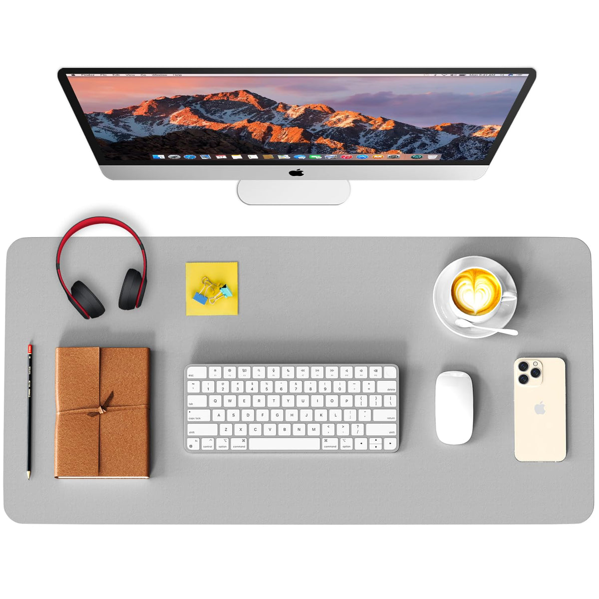 Leather Desk Pad Protector, Waterproof Mouse Pad, PU Desk Mat, Office Desk Cover, Desk Writing Mat