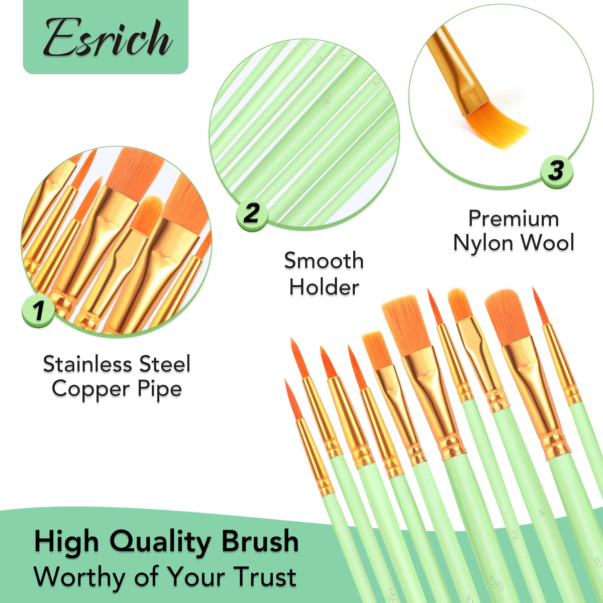 ESRICH 240PCS Paint Brushes, Paint Brush for Acrylic Painting