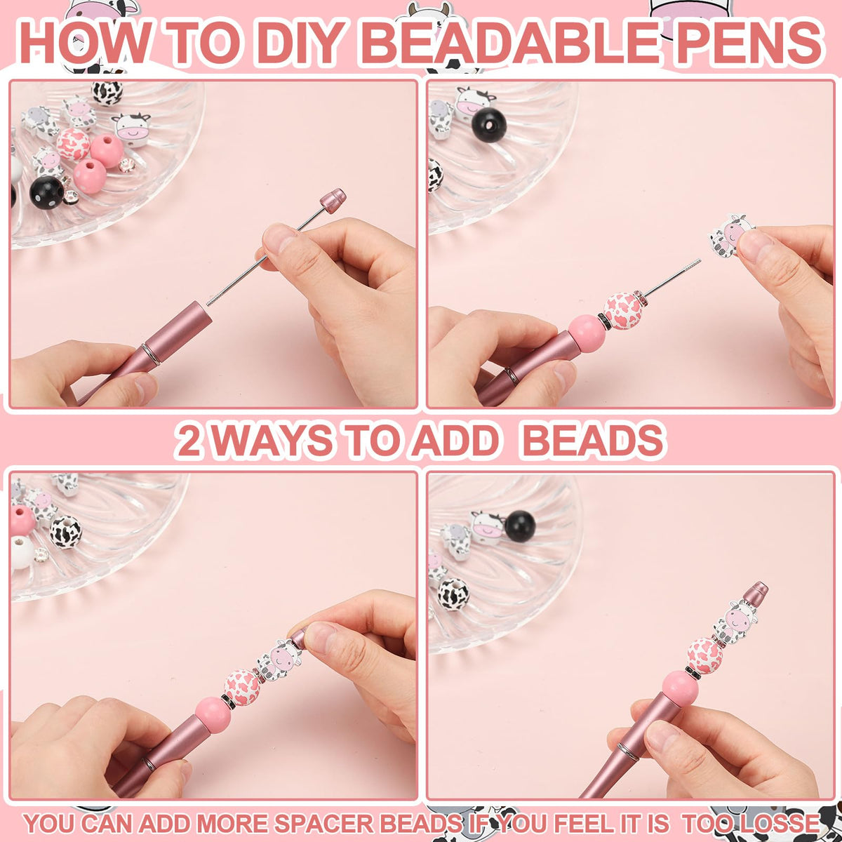 Colarr 197 Pcs Beadable Pens DIY Pen Making Kit, Cow
