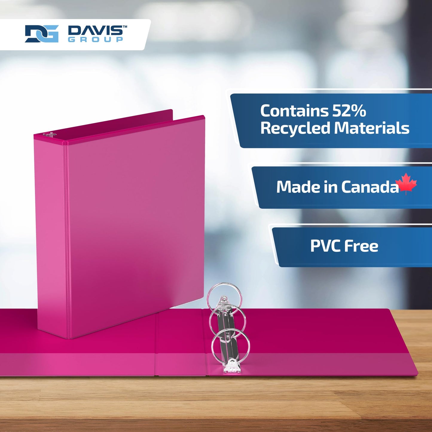 Easyview 3-Ring Binder, Clear-View Cover, 2" Round Rings, Pink, 6 Pack