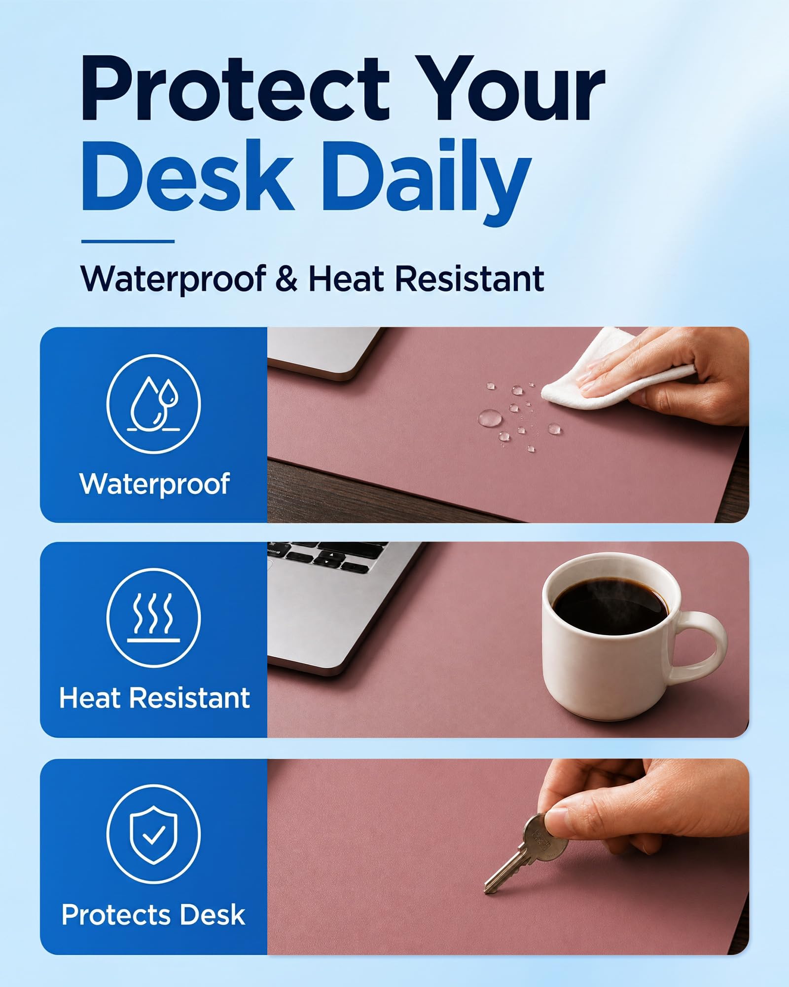 Aothia Dual-Sided Desk Mat, FSC Cork & PU Leather Desk Pad, Large Mouse Pad & Writing Surface for