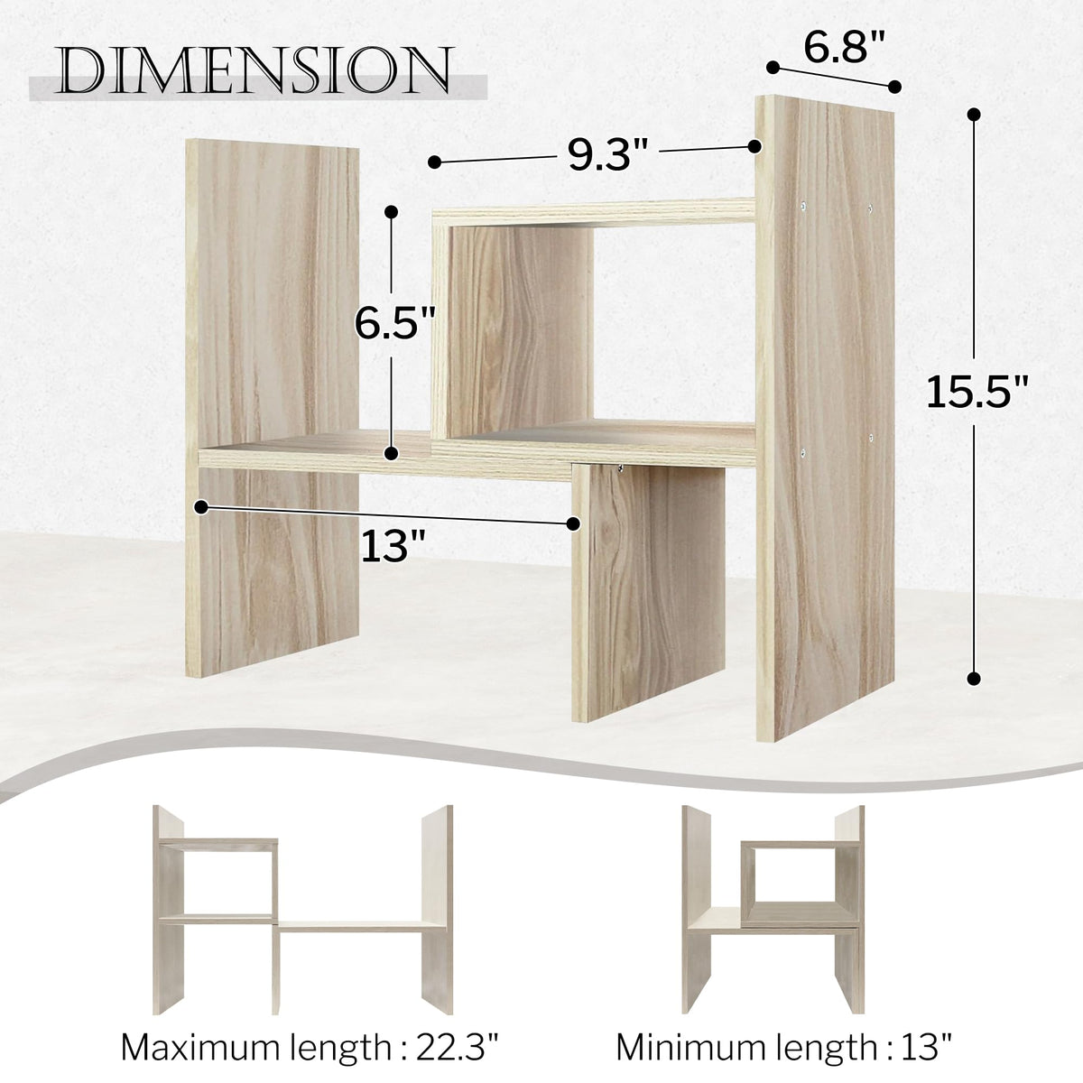 Jerry & Maggie Desktop Organizer Office Storage Rack Adjustable Wood Display Shelf, White, 5 Units