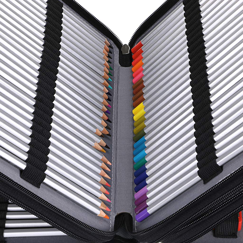 BTSKY 200 Slots Colored Pencil Organizer - Deluxe PU Leather Pencil Case