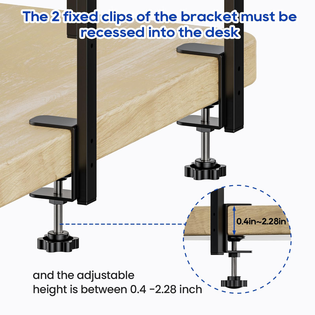 ART-GIFTREE Clamp On Desk Shelf 2-Tier, 12.6 inche Wood Shelving Unit for Office Desk/Gaming