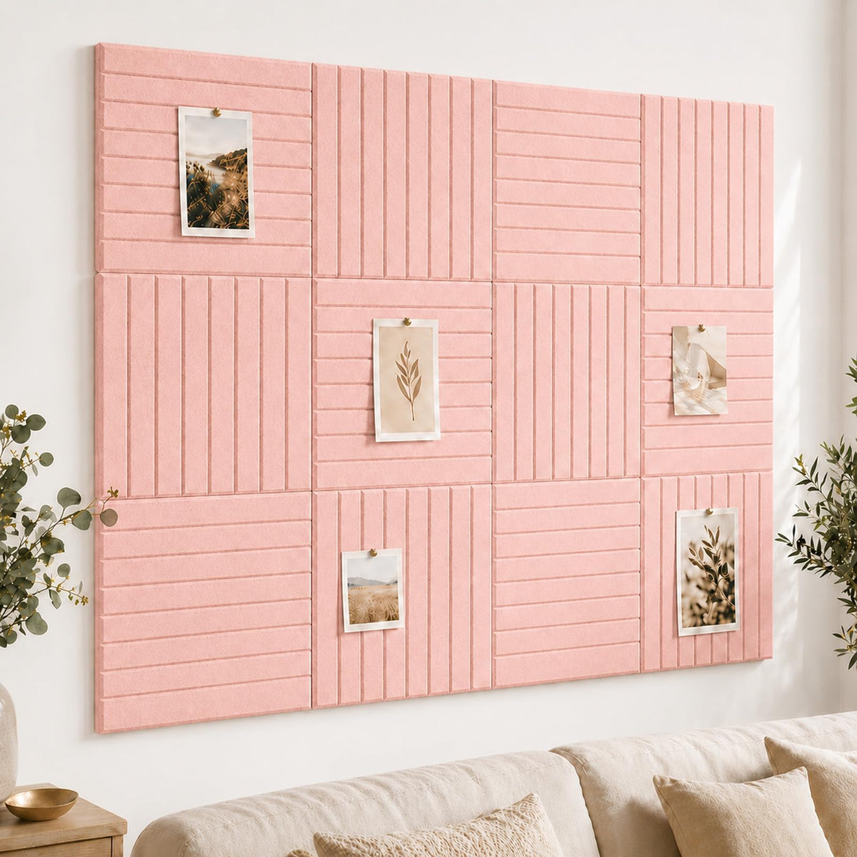 Baysola Stripe Felt Bulletin Board Tiles, Cork Board Alternative 48 x 36 in