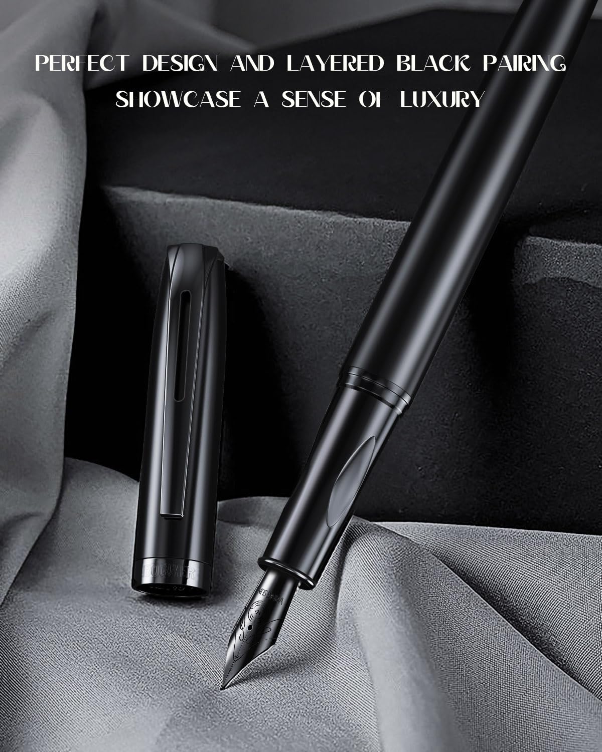 BOCIYER samurai Fountain Pen Set,Hand Polished Medium Nib,Calligraphy Nib(Bent Nib),Includes 8 Ink