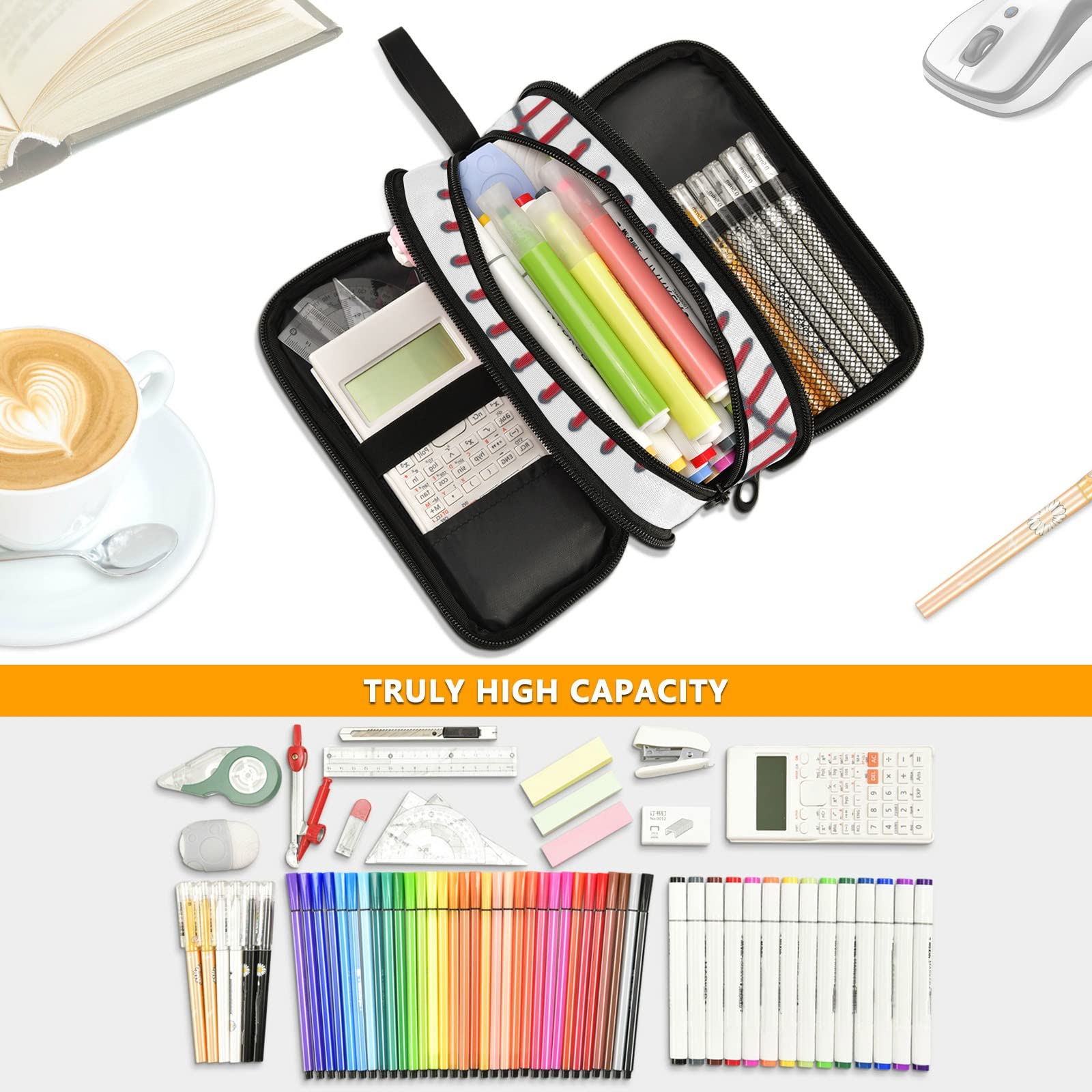 XUWU Ball Lace Baseball Large Capacity Pencil Case Pencil Pouch Pen Box