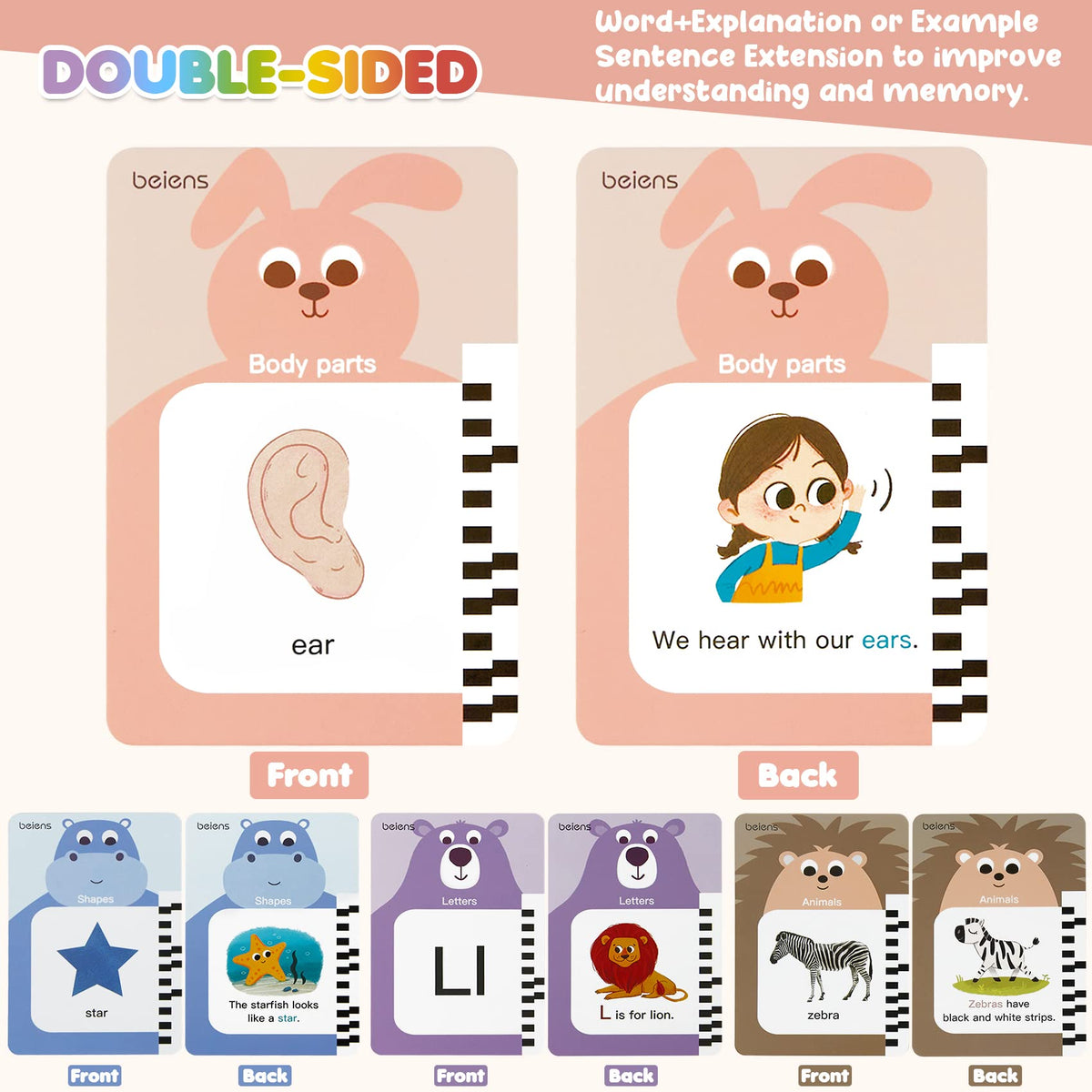 beiens Premium Talking Flash Cards for 3-6 Years | Eco Friendly Child-Safe Materials |