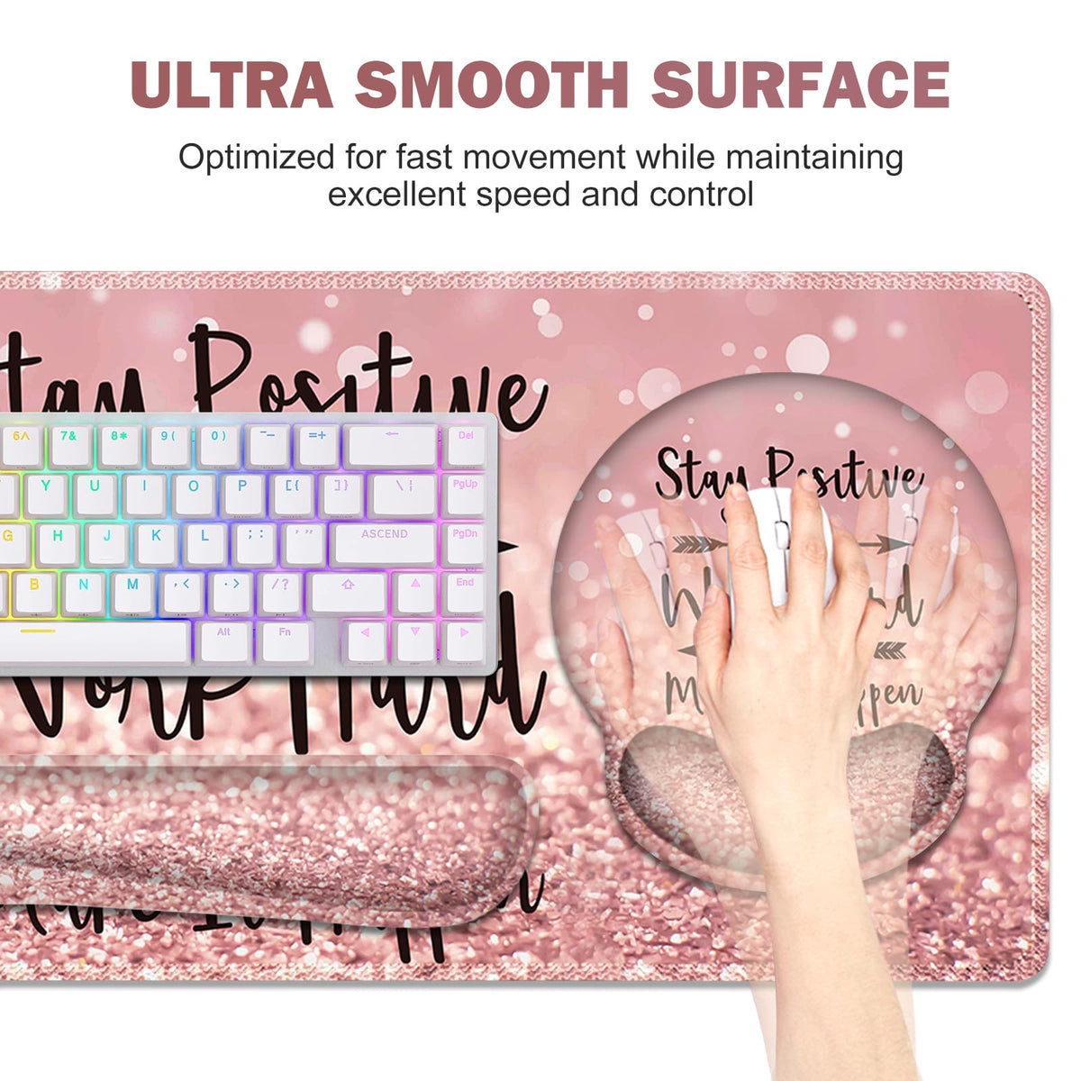 ToLuLu Desk Mat, XXL Large Mouse Pad Wrist Support Set，4 in1 Gaming Mousepad Desk Pad+ Ergonomic