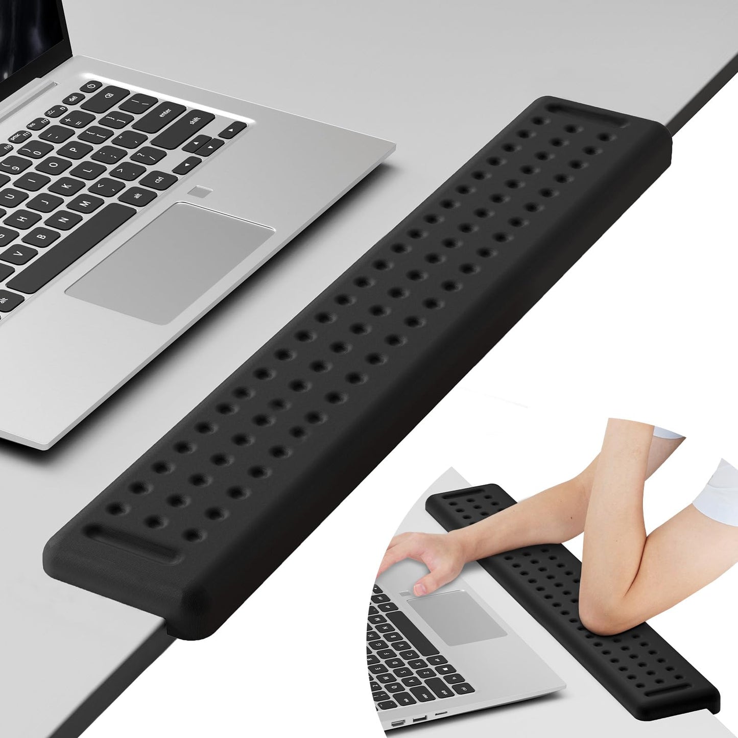 Leolee L-Shaped Desk Long Wrist Rest Elbow 60CM, Black Arm Rest for Desk