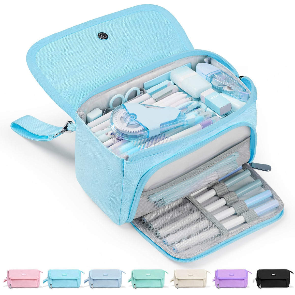 Sooez Super Large Pencil Case, Big Capacity Pencil Bag with 3 Compartments