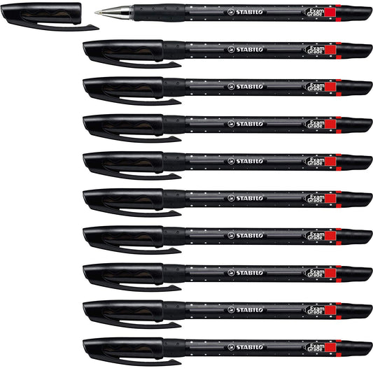 STABILO Ballpoint Pen Exam Grade - Pack of 10 - Black